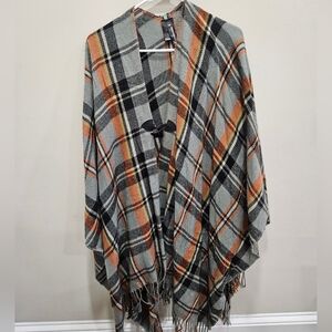 Plaid Poncho Sweater